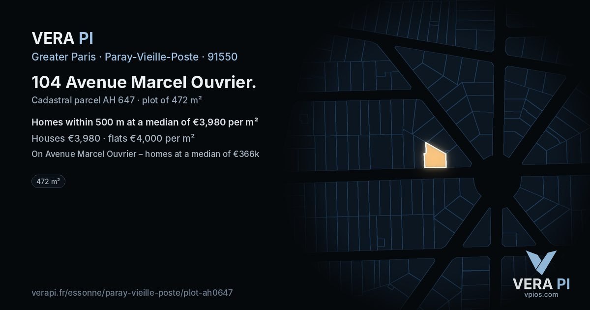 104 Avenue Marcel Ouvrier, Paray-Vieille-Poste at night – the plot lit, the parcels around coloured by the prices near them
