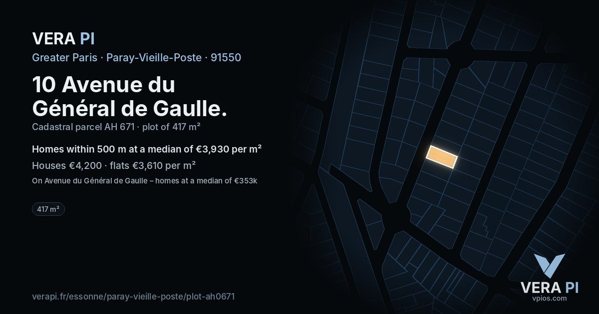10 Avenue du Général de Gaulle, Paray-Vieille-Poste at night – the plot lit, the parcels around coloured by the prices near them