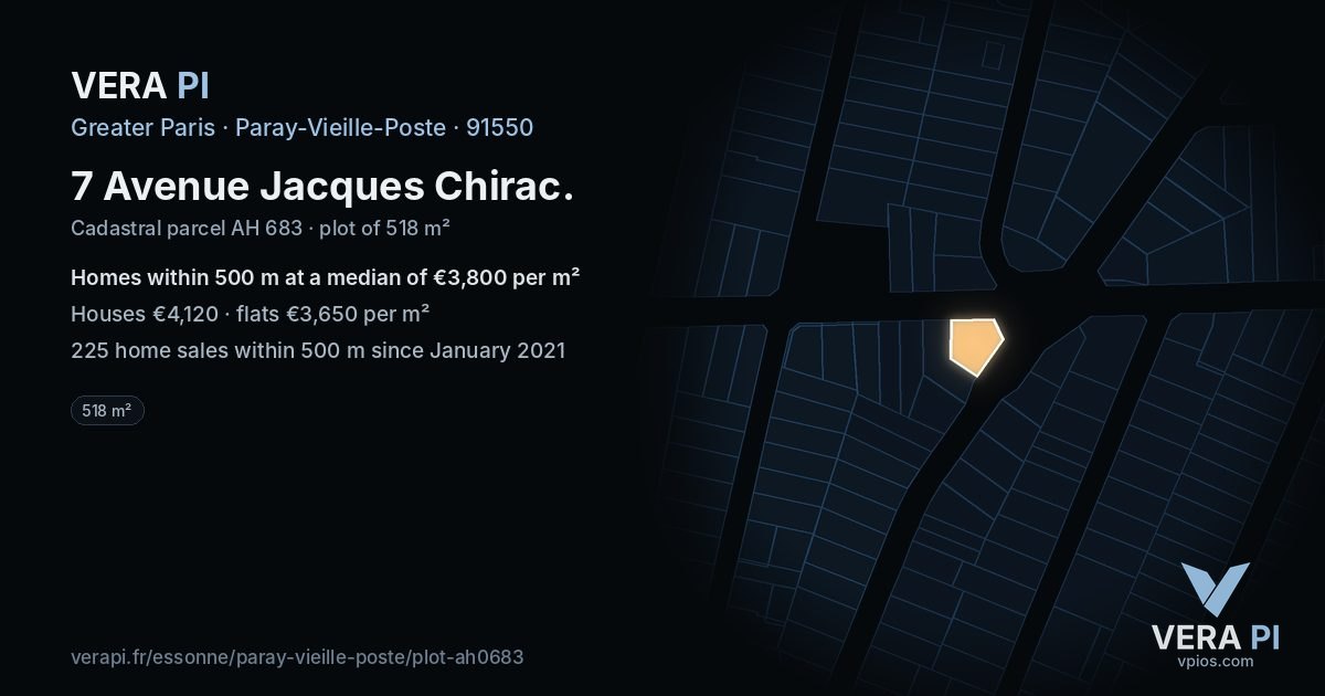 7 Avenue Jacques Chirac, Paray-Vieille-Poste at night – the plot lit, the parcels around coloured by the prices near them