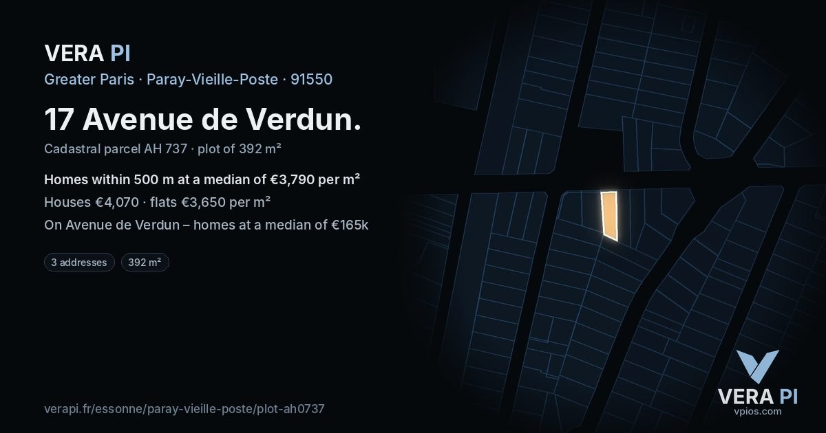 17 Avenue de Verdun, Paray-Vieille-Poste at night – the plot lit, the parcels around coloured by the prices near them
