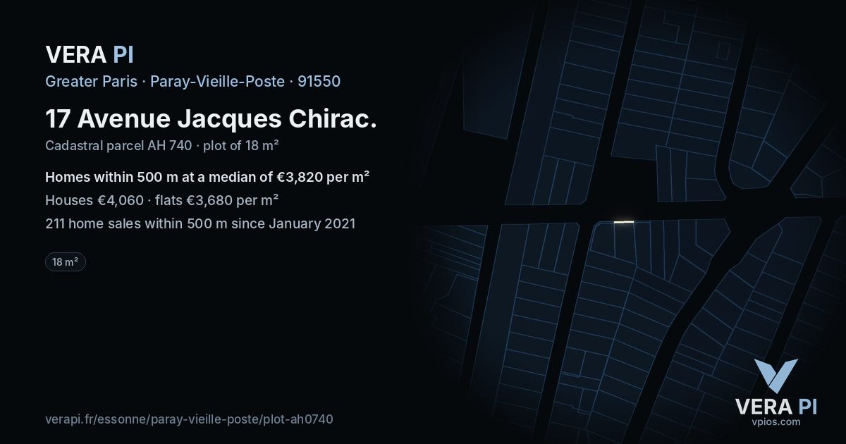 17 Avenue Jacques Chirac, Paray-Vieille-Poste at night – the plot lit, the parcels around coloured by the prices near them