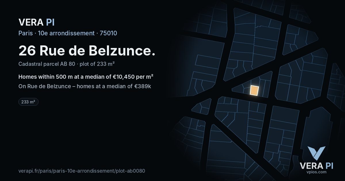 26 Rue de Belzunce, 10e arrondissement at night – the plot lit, the parcels around coloured by the prices near them