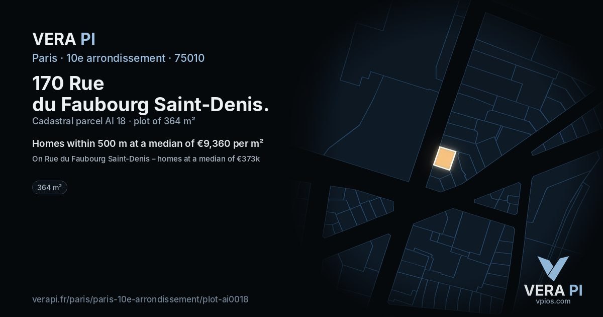 170 Rue du Faubourg Saint-Denis, 10e arrondissement at night – the plot lit, the parcels around coloured by the prices near them
