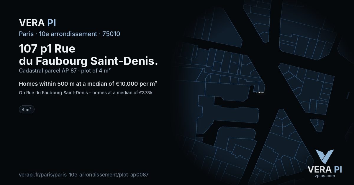 107 p1 Rue du Faubourg Saint-Denis, 10e arrondissement at night – the plot lit, the parcels around coloured by the prices near them