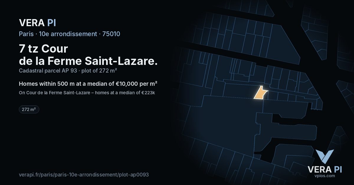 7 tz Cour de la Ferme Saint-Lazare, 10e arrondissement at night – the plot lit, the parcels around coloured by the prices near them