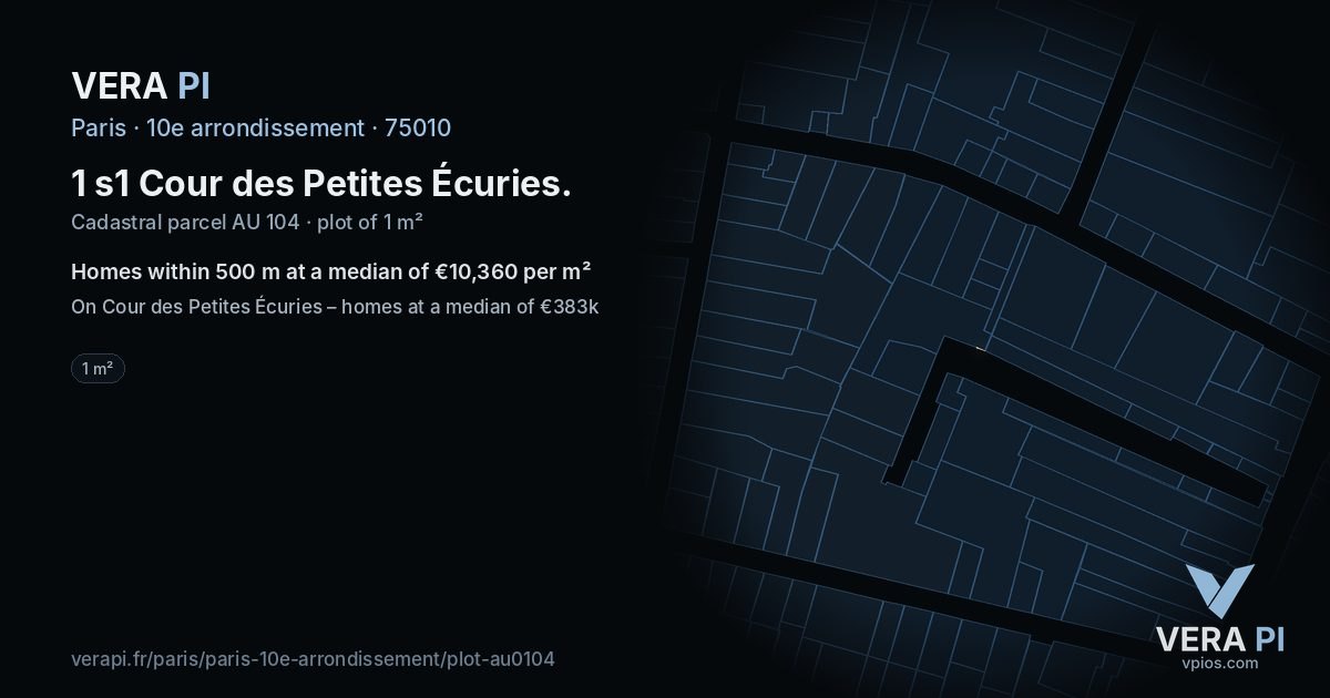 1 s1 Cour des Petites Écuries, 10e arrondissement at night – the plot lit, the parcels around coloured by the prices near them