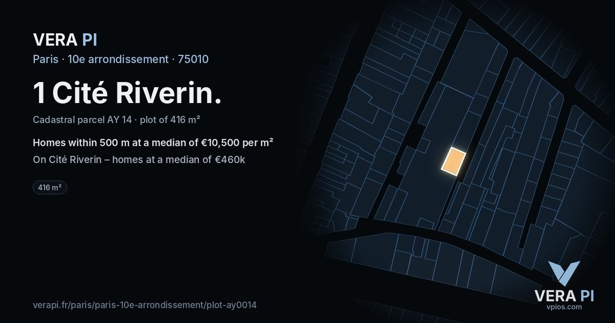 1 Cité Riverin, 10e arrondissement at night – the plot lit, the parcels around coloured by the prices near them