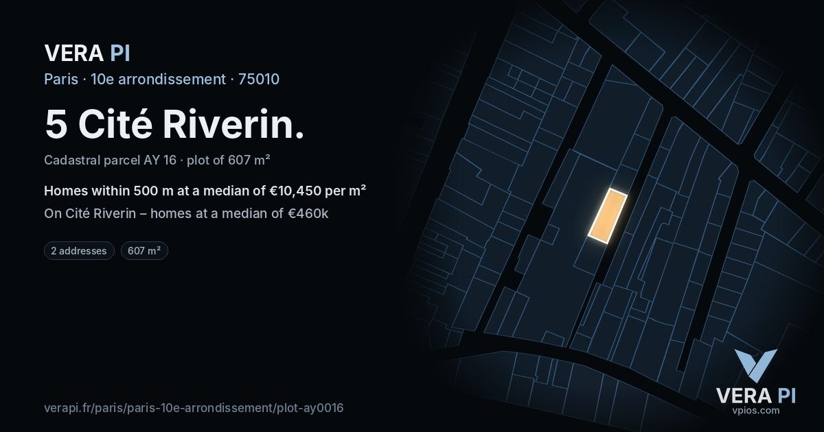 5 Cité Riverin, 10e arrondissement at night – the plot lit, the parcels around coloured by the prices near them