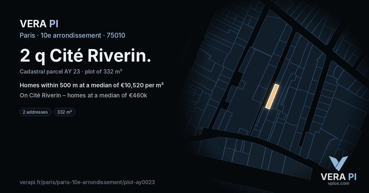 2 q Cité Riverin, 10e arrondissement at night – the plot lit, the parcels around coloured by the prices near them