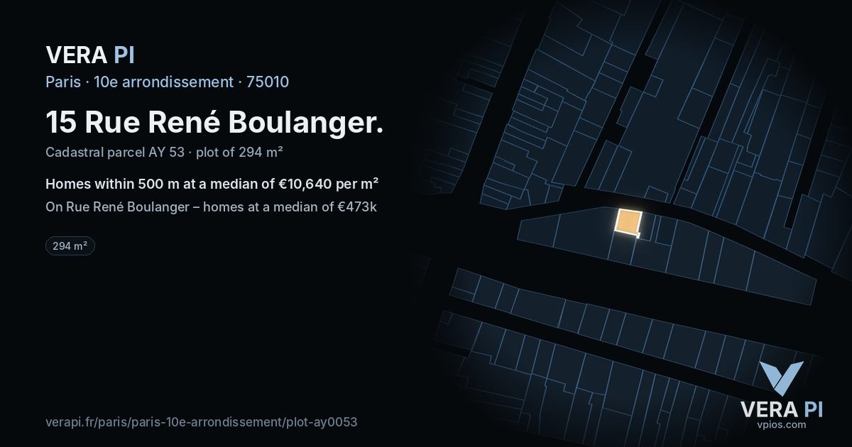 15 Rue René Boulanger, 10e arrondissement at night – the plot lit, the parcels around coloured by the prices near them