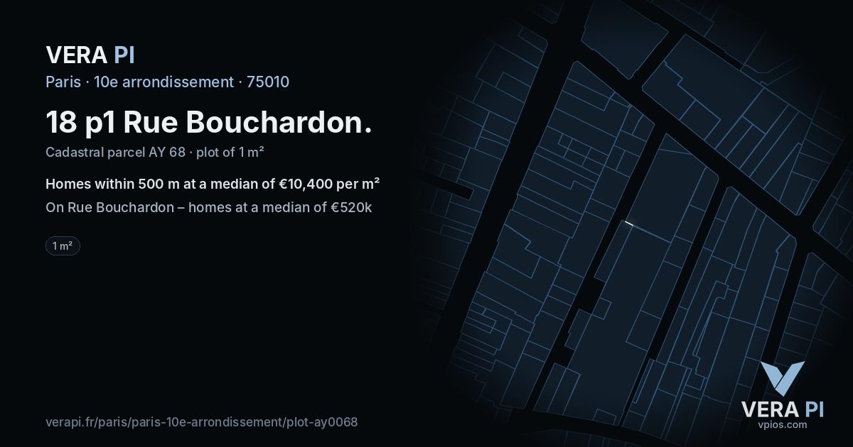 18 p1 Rue Bouchardon, 10e arrondissement at night – the plot lit, the parcels around coloured by the prices near them