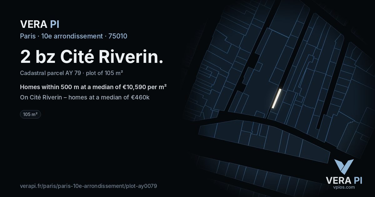 2 bz Cité Riverin, 10e arrondissement at night – the plot lit, the parcels around coloured by the prices near them