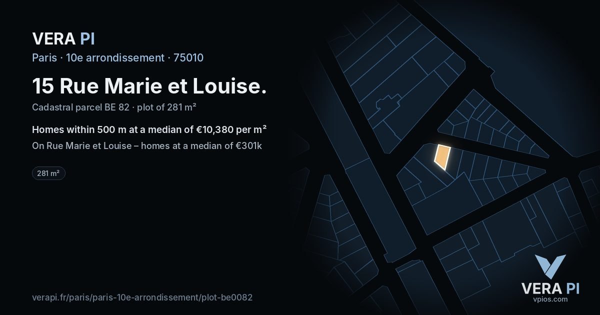 15 Rue Marie et Louise, 10e arrondissement at night – the plot lit, the parcels around coloured by the prices near them
