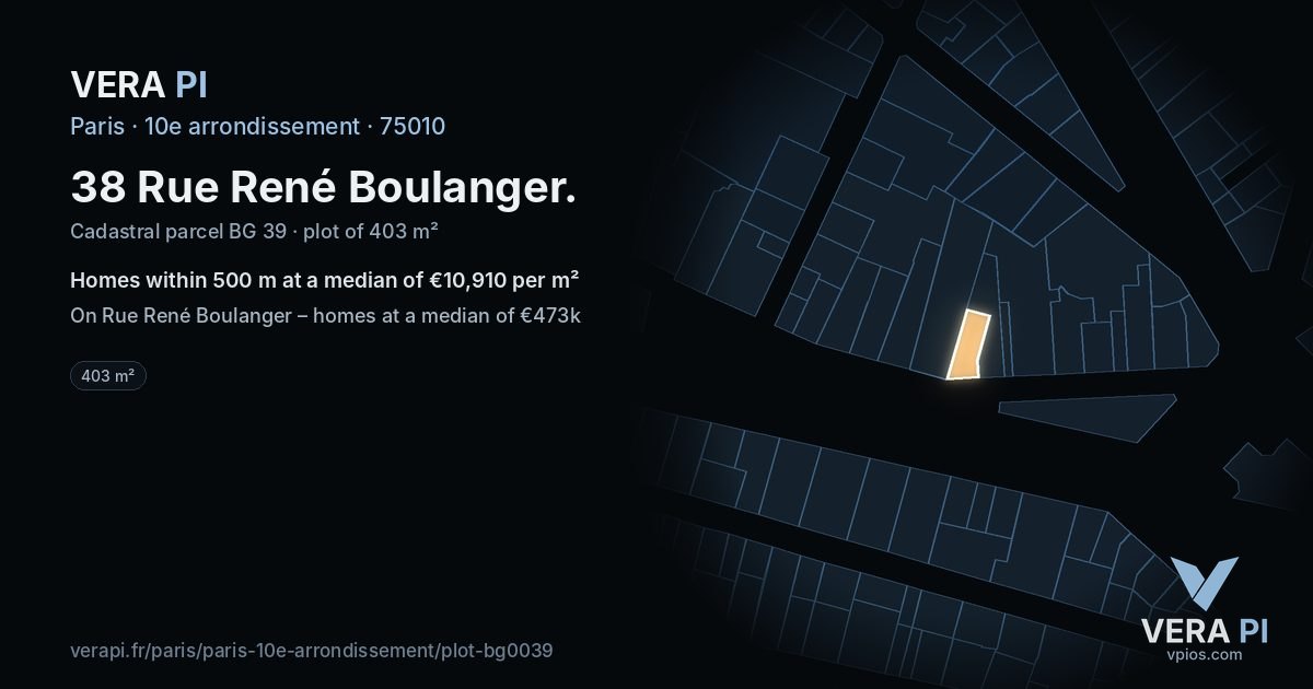 38 Rue René Boulanger, 10e arrondissement at night – the plot lit, the parcels around coloured by the prices near them