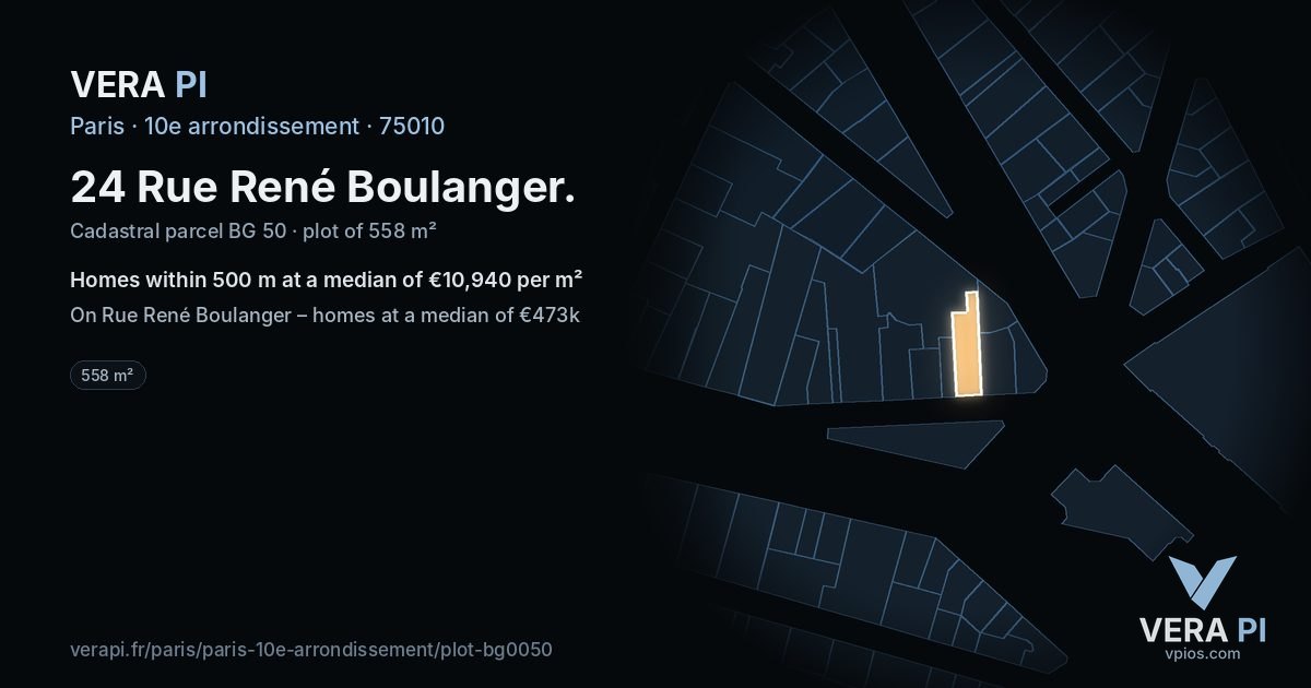 24 Rue René Boulanger, 10e arrondissement at night – the plot lit, the parcels around coloured by the prices near them
