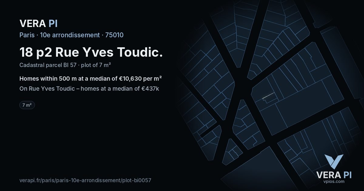 18 p2 Rue Yves Toudic, 10e arrondissement at night – the plot lit, the parcels around coloured by the prices near them