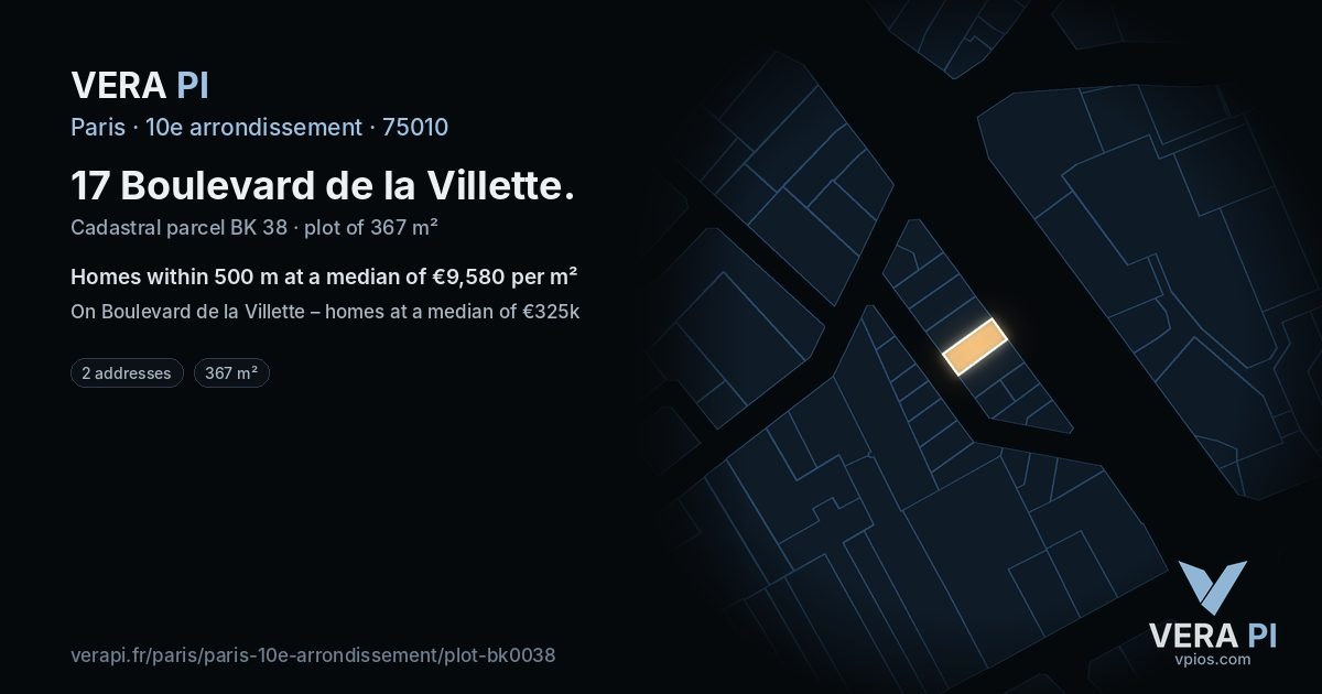 17 Boulevard de la Villette, 10e arrondissement at night – the plot lit, the parcels around coloured by the prices near them
