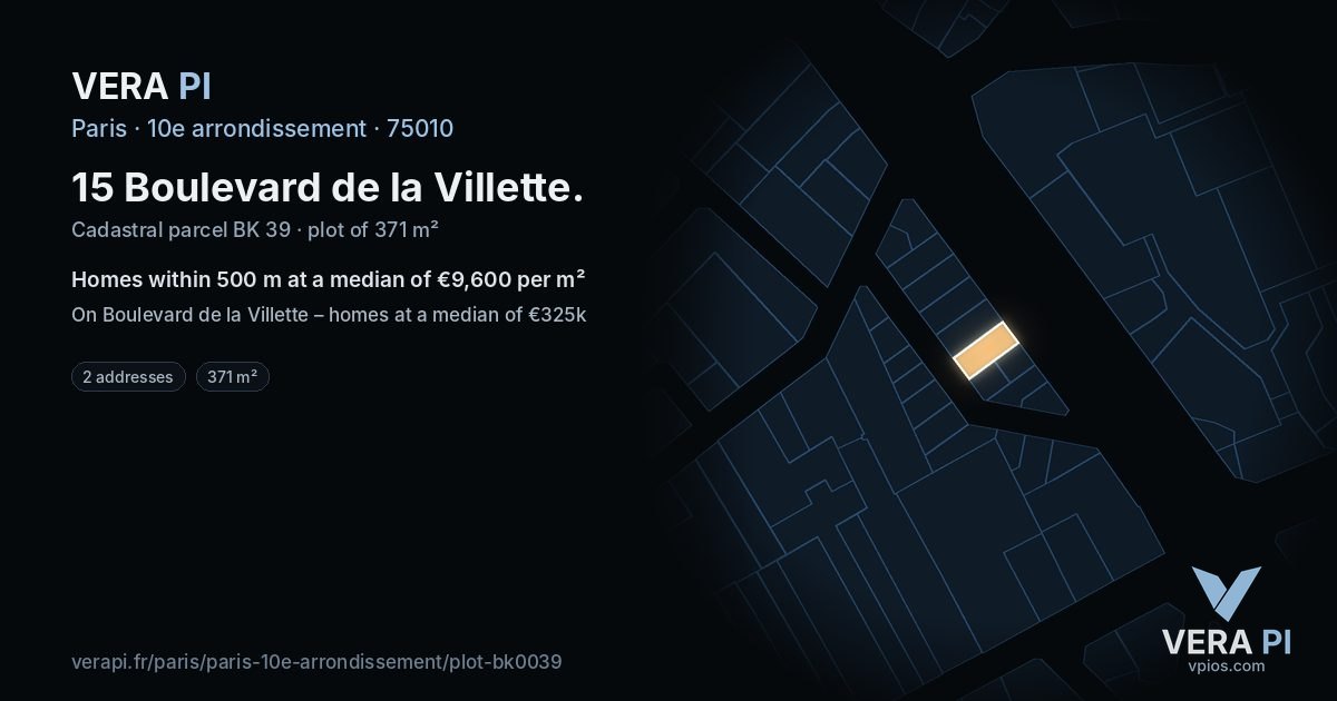 15 Boulevard de la Villette, 10e arrondissement at night – the plot lit, the parcels around coloured by the prices near them
