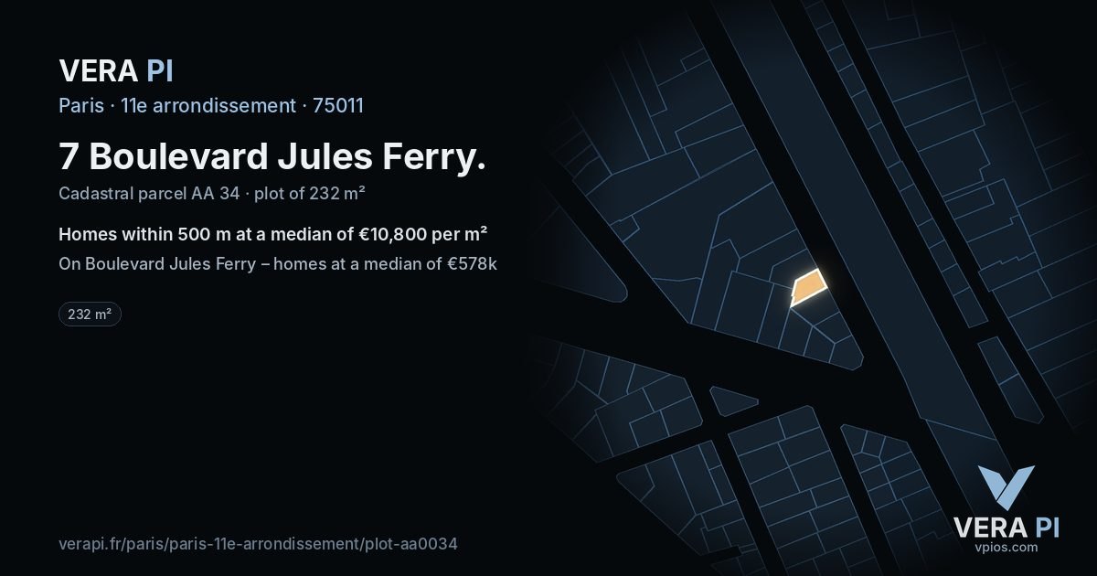 7 Boulevard Jules Ferry, 11e arrondissement at night – the plot lit, the parcels around coloured by the prices near them