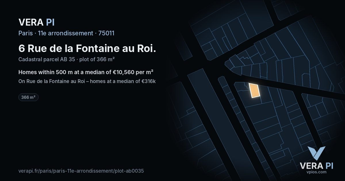 6 Rue de la Fontaine au Roi, 11e arrondissement at night – the plot lit, the parcels around coloured by the prices near them