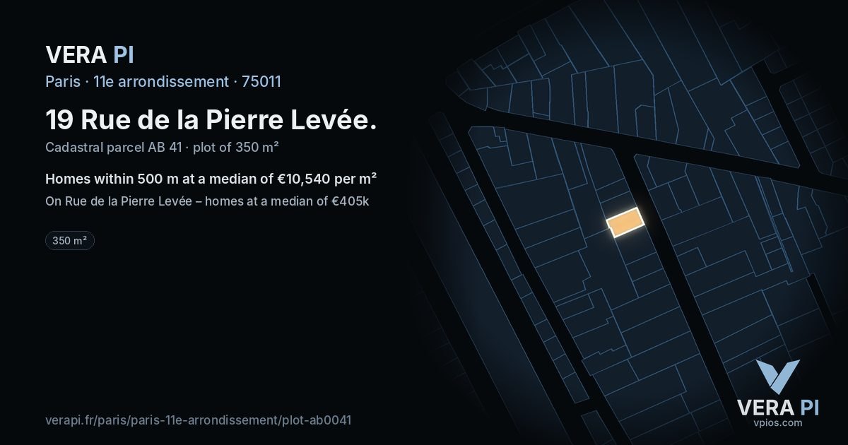 19 Rue de la Pierre Levée, 11e arrondissement at night – the plot lit, the parcels around coloured by the prices near them