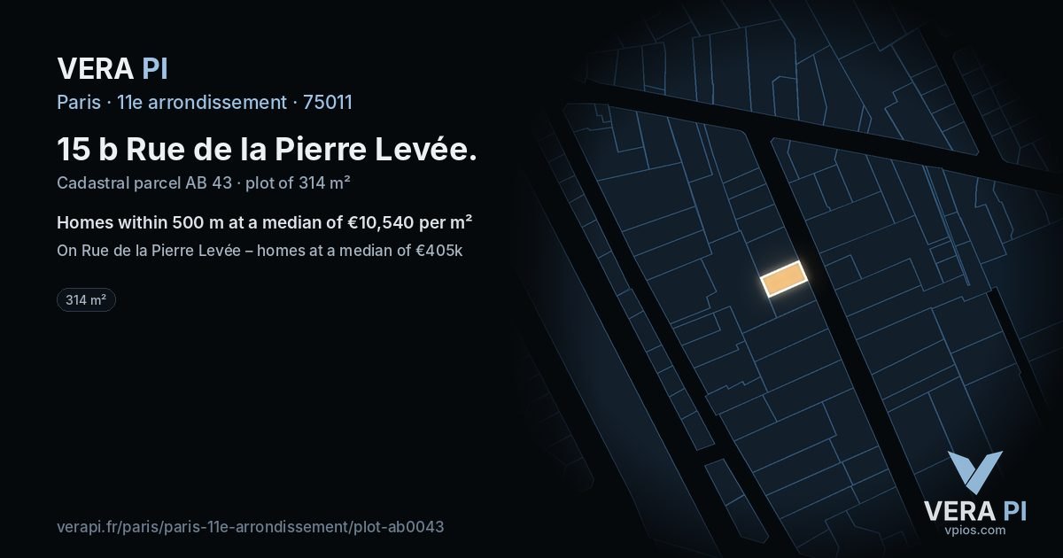 15 b Rue de la Pierre Levée, 11e arrondissement at night – the plot lit, the parcels around coloured by the prices near them