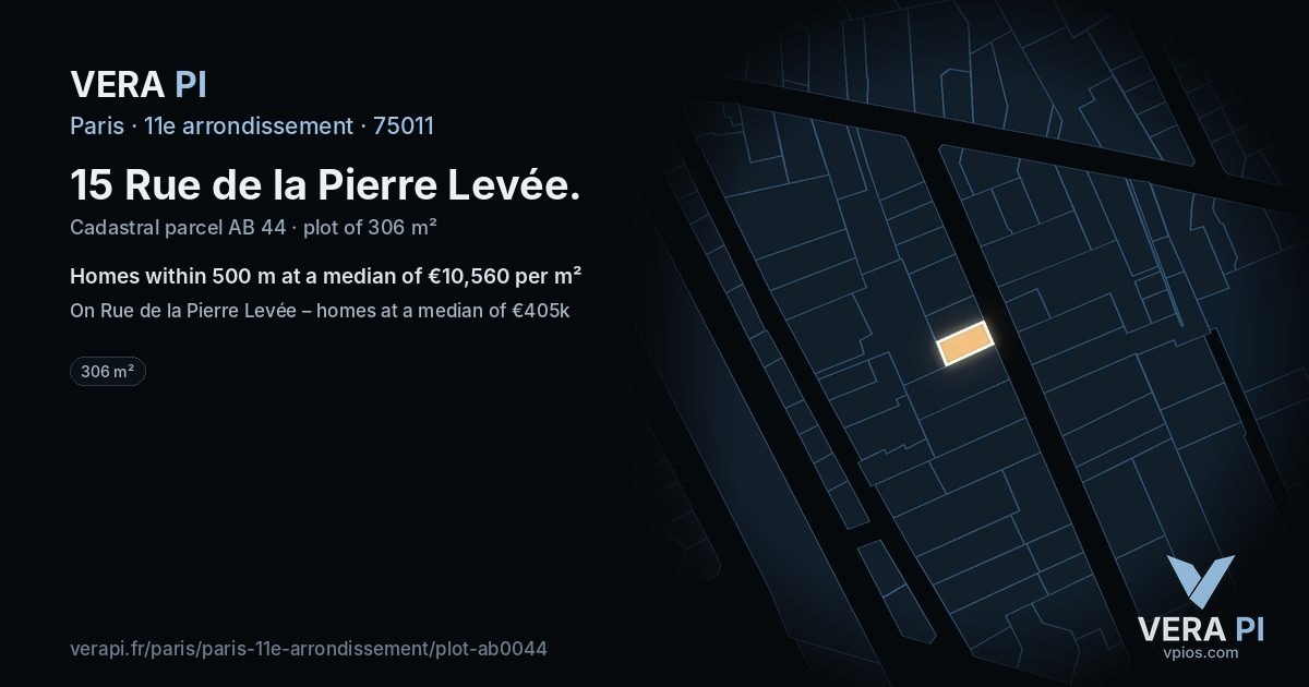 15 Rue de la Pierre Levée, 11e arrondissement at night – the plot lit, the parcels around coloured by the prices near them