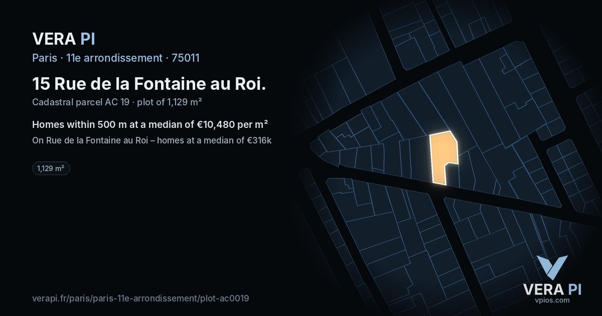 15 Rue de la Fontaine au Roi, 11e arrondissement at night – the plot lit, the parcels around coloured by the prices near them