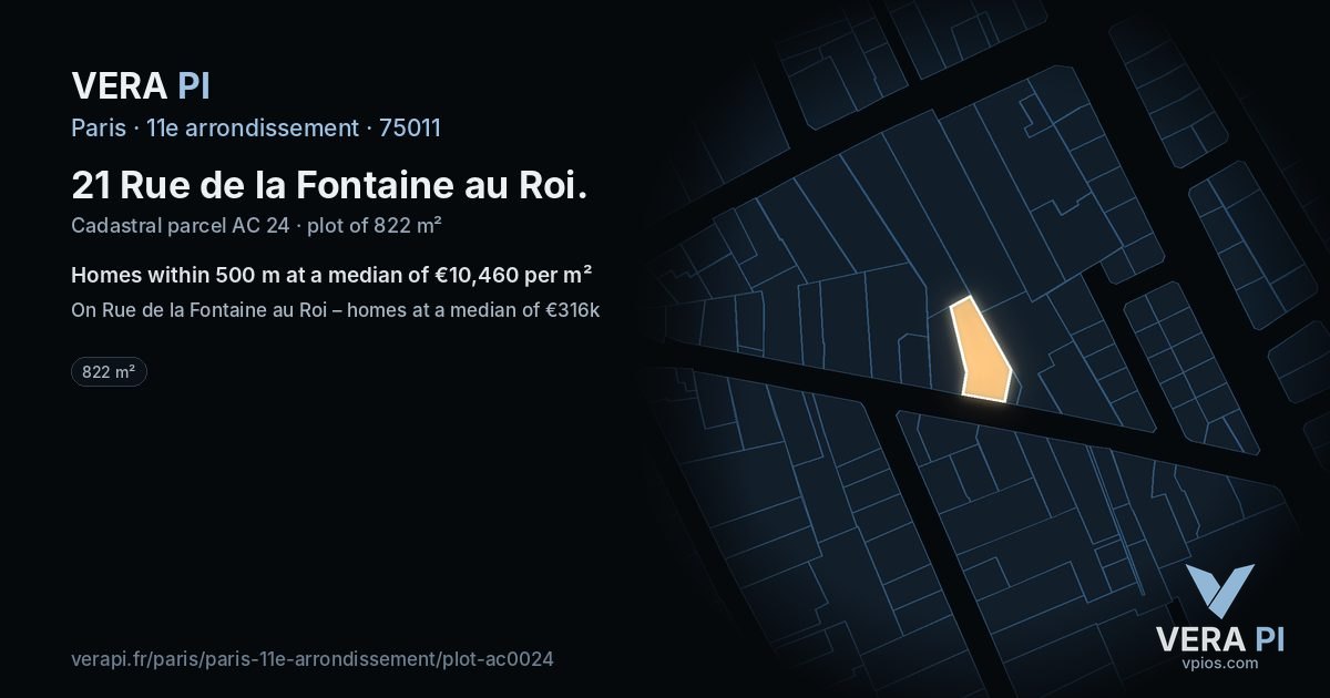 21 Rue de la Fontaine au Roi, 11e arrondissement at night – the plot lit, the parcels around coloured by the prices near them