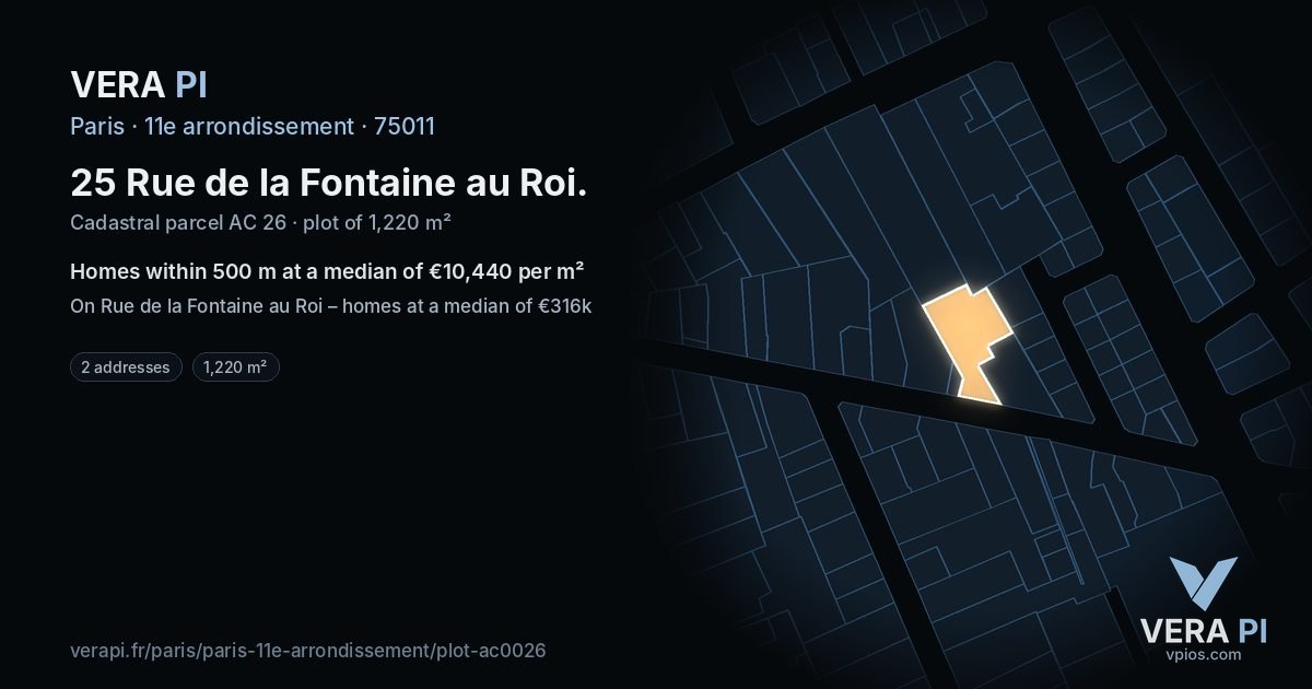 25 Rue de la Fontaine au Roi, 11e arrondissement at night – the plot lit, the parcels around coloured by the prices near them