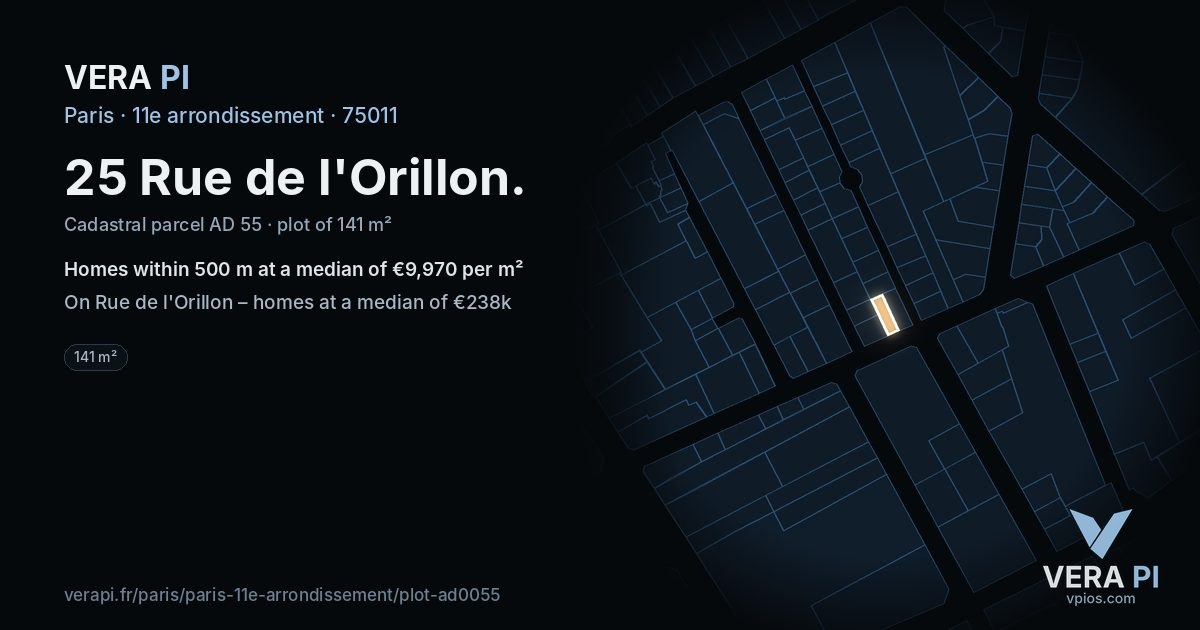 25 Rue de l'Orillon, 11e arrondissement at night – the plot lit, the parcels around coloured by the prices near them