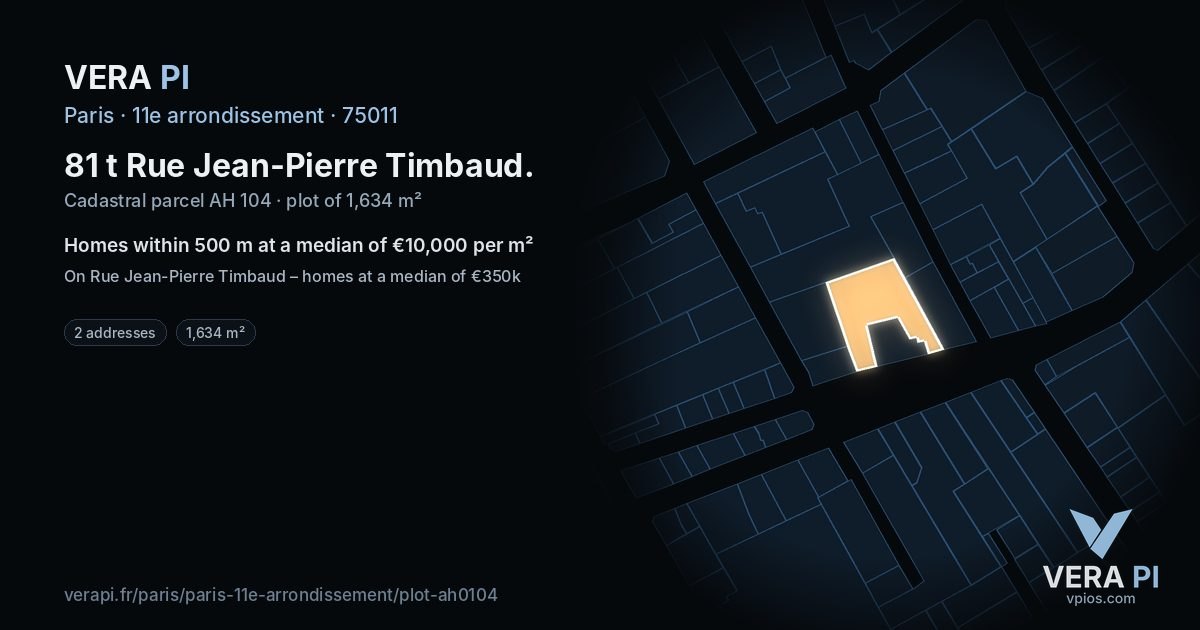 81 t Rue Jean-Pierre Timbaud, 11e arrondissement at night – the plot lit, the parcels around coloured by the prices near them