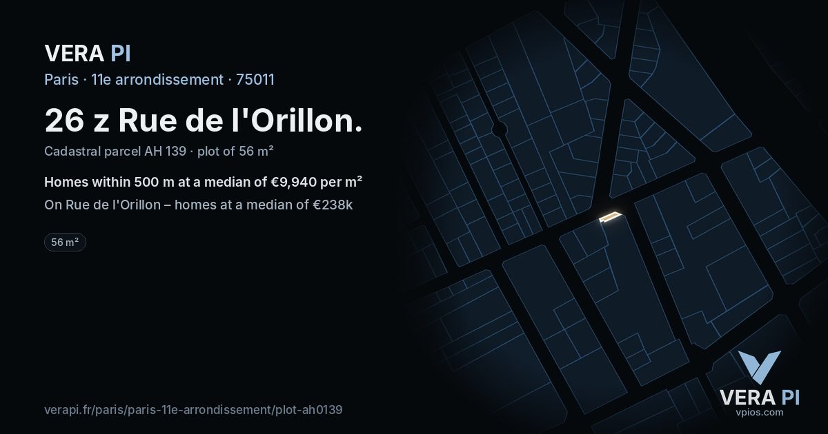 26 z Rue de l'Orillon, 11e arrondissement at night – the plot lit, the parcels around coloured by the prices near them
