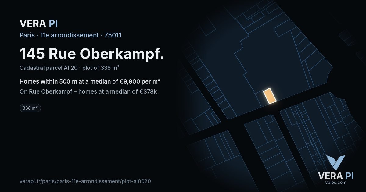 145 Rue Oberkampf, 11e arrondissement at night – the plot lit, the parcels around coloured by the prices near them