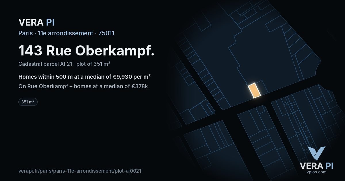 143 Rue Oberkampf, 11e arrondissement at night – the plot lit, the parcels around coloured by the prices near them
