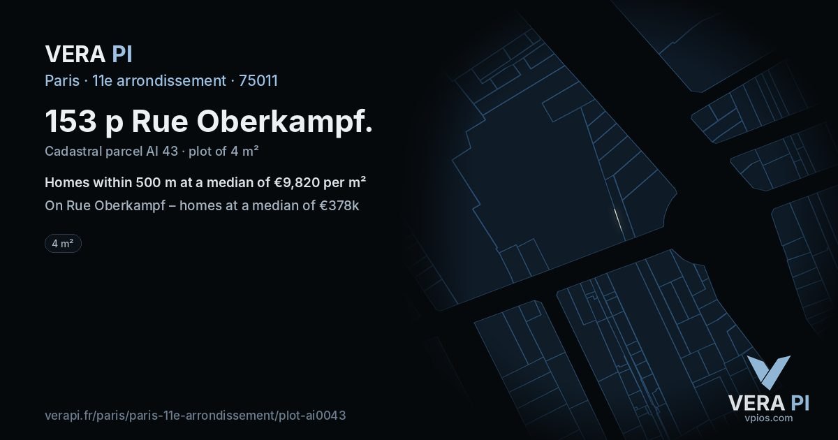 153 p Rue Oberkampf, 11e arrondissement at night – the plot lit, the parcels around coloured by the prices near them
