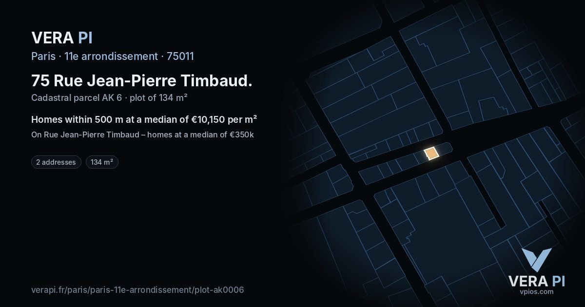 75 Rue Jean-Pierre Timbaud, 11e arrondissement at night – the plot lit, the parcels around coloured by the prices near them