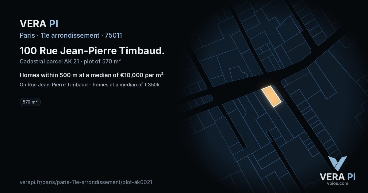 100 Rue Jean-Pierre Timbaud, 11e arrondissement at night – the plot lit, the parcels around coloured by the prices near them