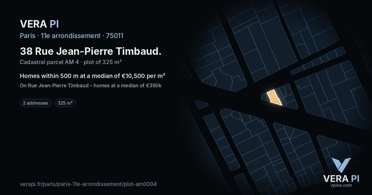 38 Rue Jean-Pierre Timbaud, 11e arrondissement at night – the plot lit, the parcels around coloured by the prices near them