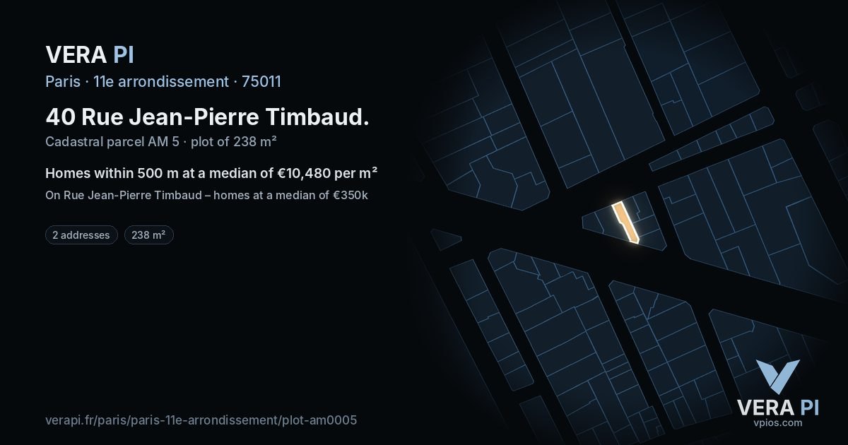 40 Rue Jean-Pierre Timbaud, 11e arrondissement at night – the plot lit, the parcels around coloured by the prices near them