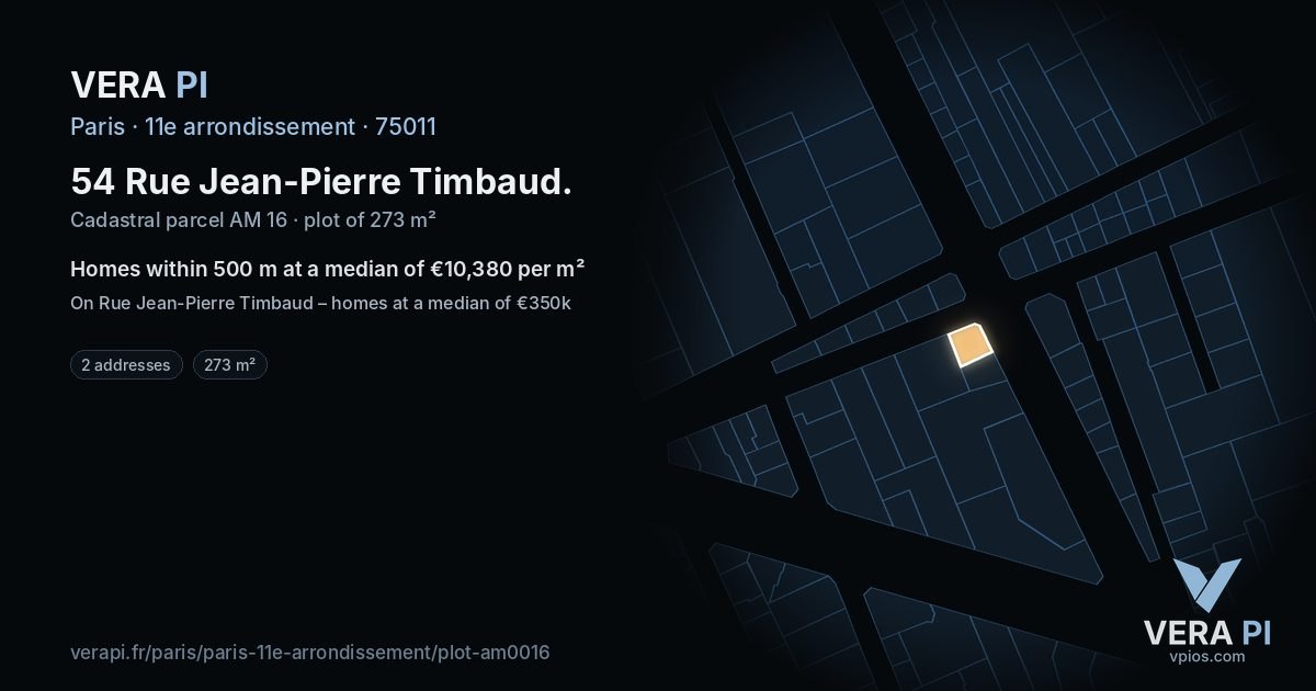 54 Rue Jean-Pierre Timbaud, 11e arrondissement at night – the plot lit, the parcels around coloured by the prices near them