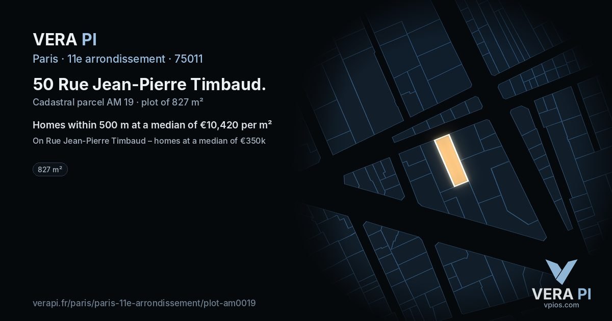 50 Rue Jean-Pierre Timbaud, 11e arrondissement at night – the plot lit, the parcels around coloured by the prices near them