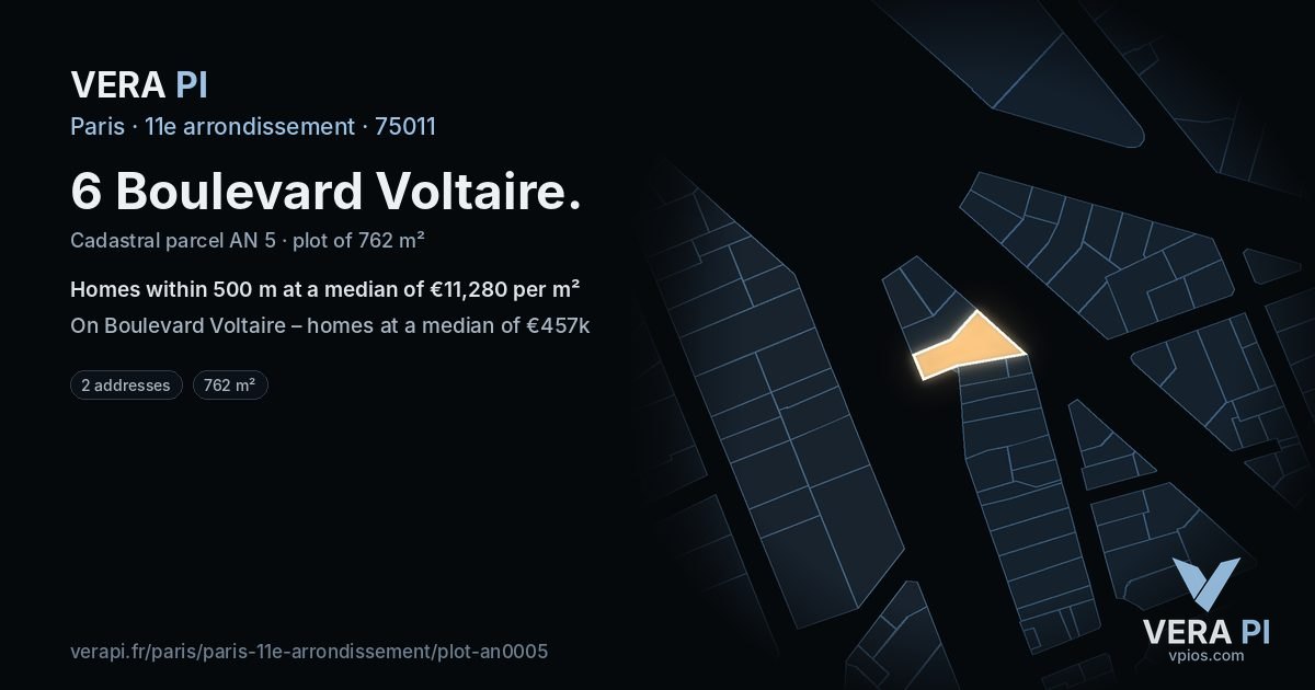 6 Boulevard Voltaire, 11e arrondissement at night – the plot lit, the parcels around coloured by the prices near them