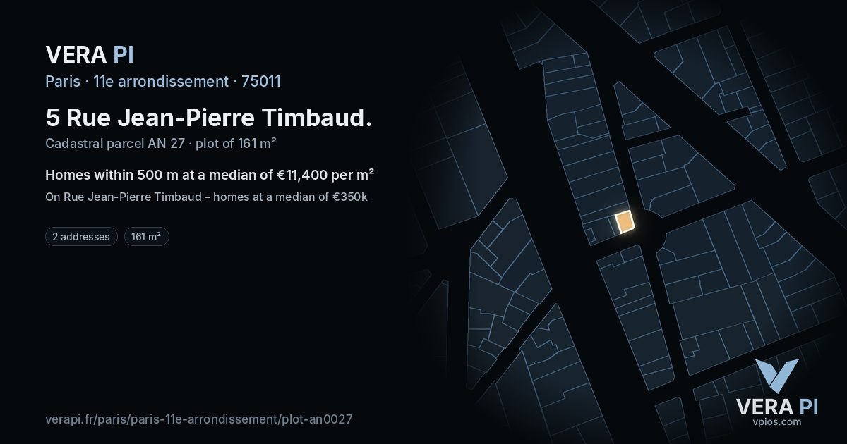 5 Rue Jean-Pierre Timbaud, 11e arrondissement at night – the plot lit, the parcels around coloured by the prices near them
