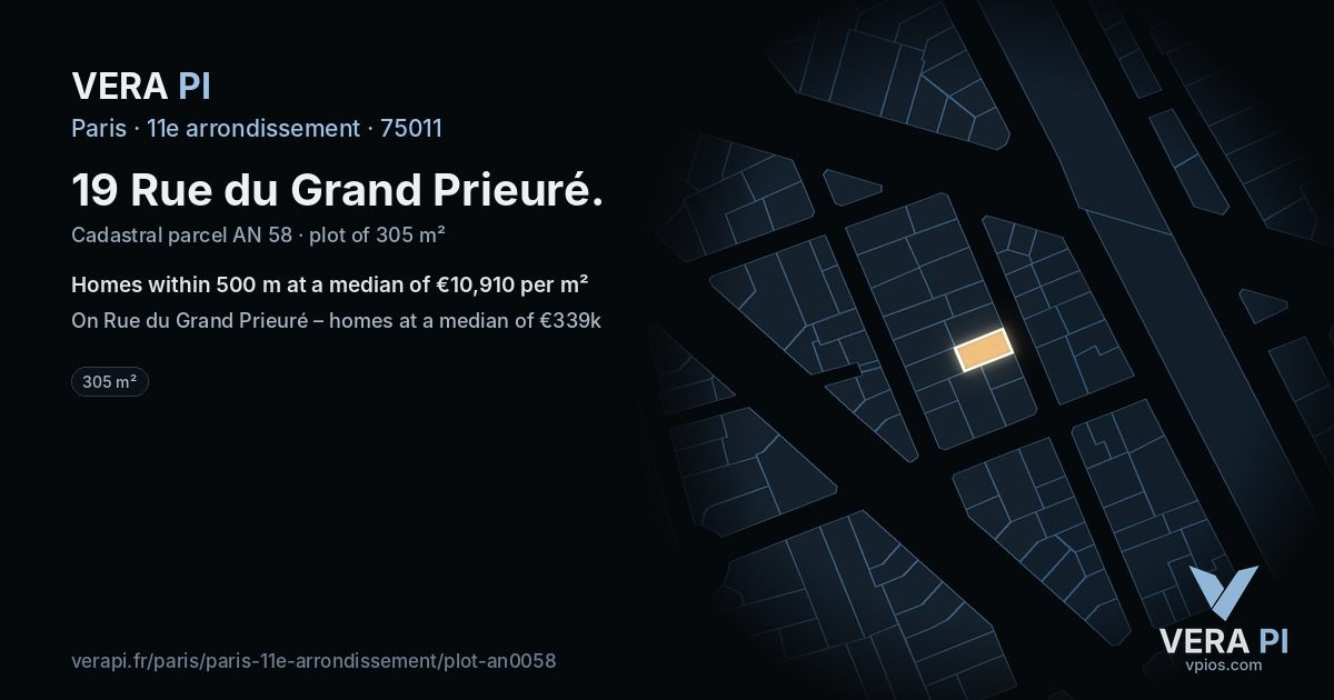 19 Rue du Grand Prieuré, 11e arrondissement at night – the plot lit, the parcels around coloured by the prices near them