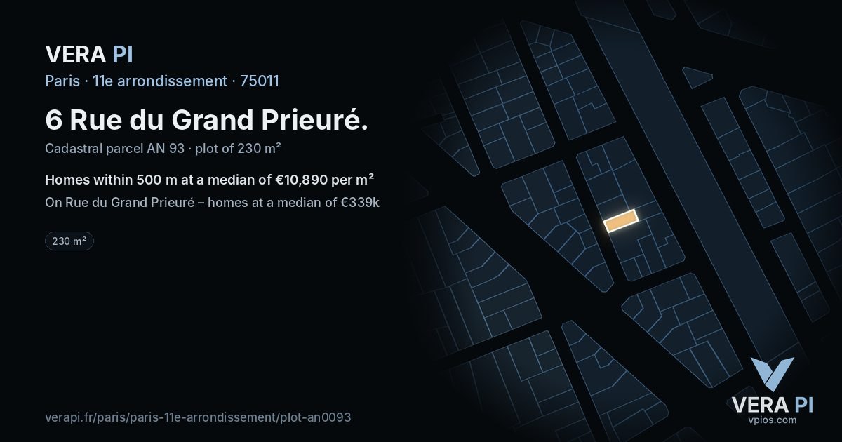 6 Rue du Grand Prieuré, 11e arrondissement at night – the plot lit, the parcels around coloured by the prices near them