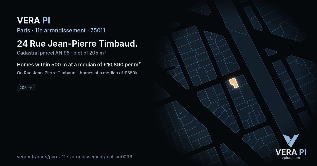 24 Rue Jean-Pierre Timbaud, 11e arrondissement at night – the plot lit, the parcels around coloured by the prices near them