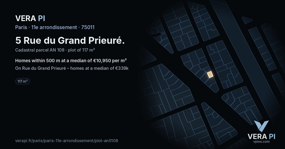 5 Rue du Grand Prieuré, 11e arrondissement at night – the plot lit, the parcels around coloured by the prices near them