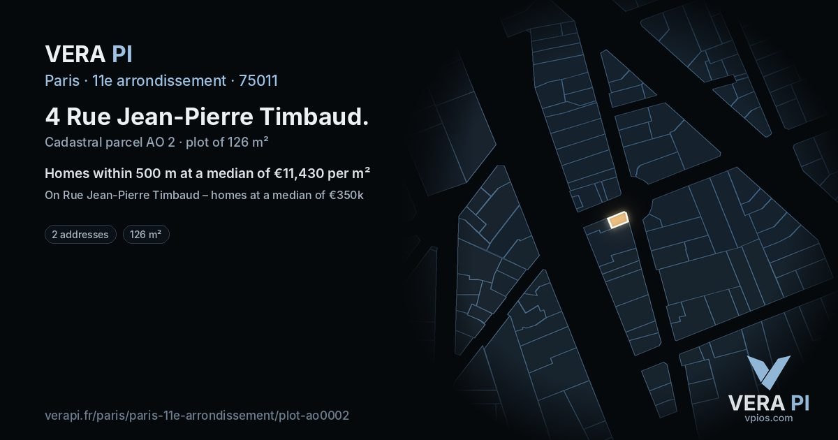 4 Rue Jean-Pierre Timbaud, 11e arrondissement at night – the plot lit, the parcels around coloured by the prices near them