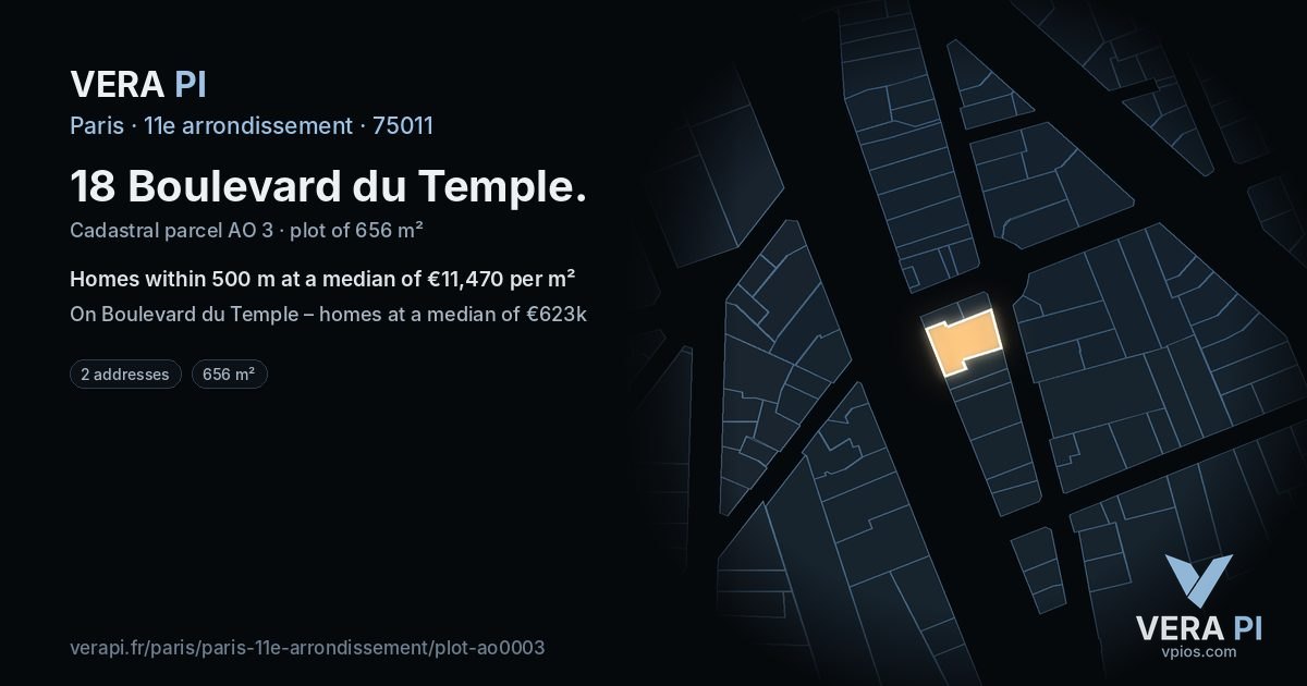 18 Boulevard du Temple, 11e arrondissement at night – the plot lit, the parcels around coloured by the prices near them